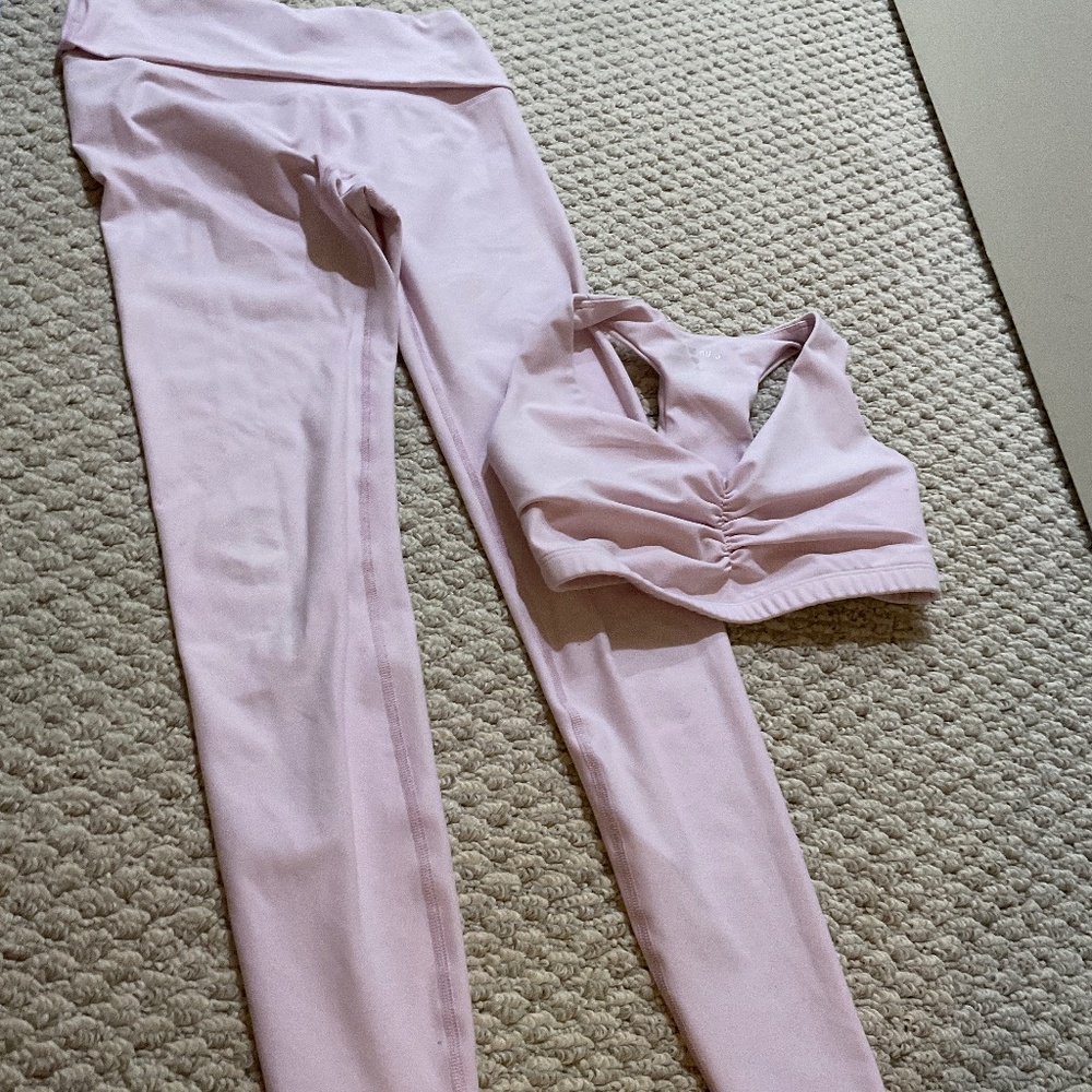 Ballet pink outfit highwaisted gold over leggings with bra top and tank